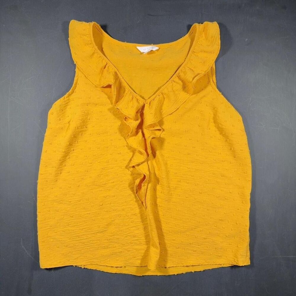 Sleeveless Ruffle Front Blouse in Mustard